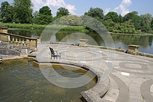 The Italian patio at a lakeside, Hever castle garden in Kent, England