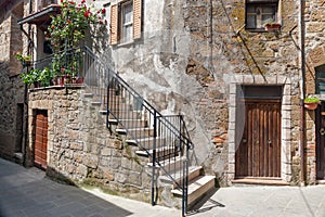 Italian patio in old village Pitigliano