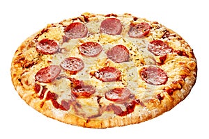 Italian pepperoni pizza on a thick pie crust