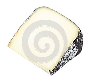 Italian Perla Nera sheep cheese isolated on white