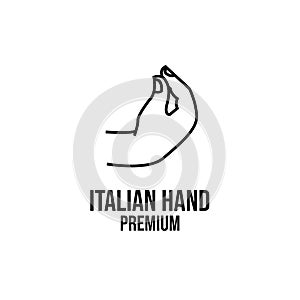 Italian pinecone hand gesture line logo icon design