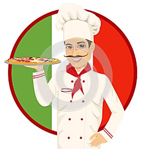 Italian pizza chef with funny mustache