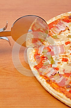 Italian pizza and cutter