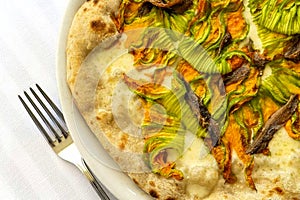 Italian pizza, fiori di zucca photo