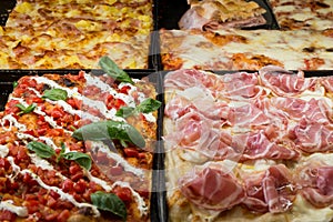 Italian pizza with ham and cheese