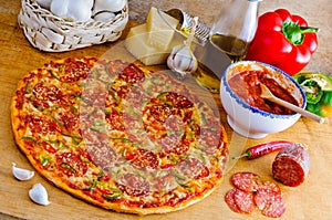 Italian pizza and ingredients