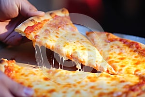 Italian pizza New-York slice fast food hot crunchy fresh tasty meal salami tomato mozzarella dinner restaurant bistro