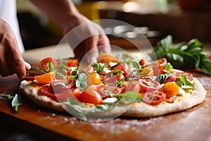 Italian pizza New-York slice fast food hot crunchy fresh tasty meal salami tomato mozzarella dinner restaurant bistro