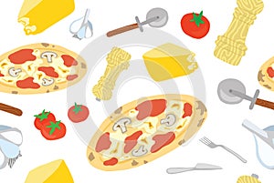 Italian Pizza Seamless Pattern