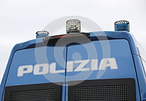 Italian POLIZIA van with text POLIZIA and sirens NOT USABLE FOR