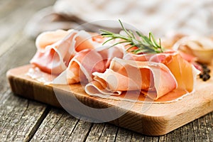 Italian prosciutto crudo or jamon.