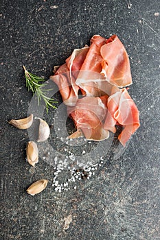 Italian prosciutto crudo or jamon.