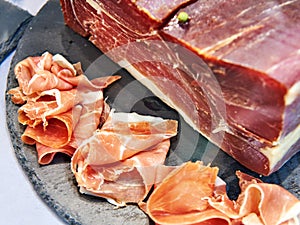 Italian prosciutto crudo or spanish jamon