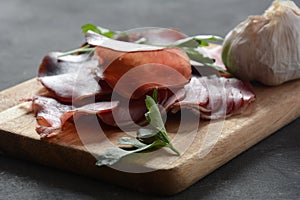 Italian Prosciutto Crudo or Spanish Jamon Serrano ham