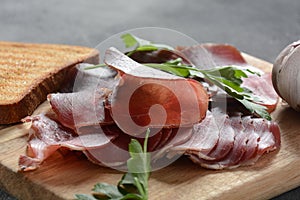 Italian Prosciutto Crudo or Spanish Jamon Serrano ham