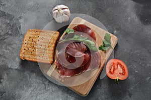 Italian Prosciutto Crudo or Spanish Jamon Serrano ham