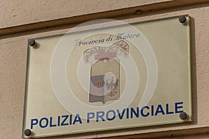 Italian provincial police sign