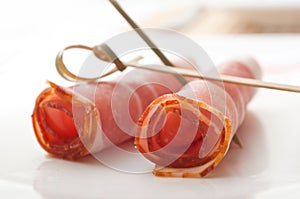 Italian raw ham in a plate