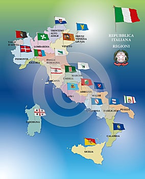 Italiano regionalmente banderas a 
