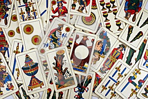 Italian regional Piacentine play cards, typical Italian board game