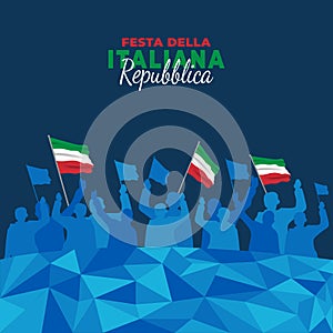 Italian Republic Day. Celebrated annually on June 2 in Italy. Happy national holiday of freedom. Italy flag. Patriotic poster