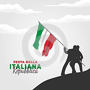 Italian Republic Day. Celebrated annually on June 2 in Italy. Happy national holiday of freedom. Italy flag. Patriotic poster