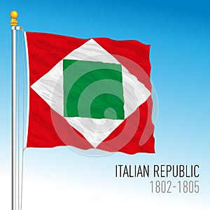 Italian Republic historical flag, 1802 - 1805, Italy