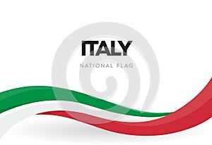 The Italian Republic waving flag banner. National symbol of Italy poster. Patriotic green, red and white ribbon vector