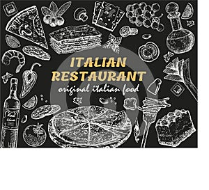 Italian restaurant frame. Food and drink menu design template