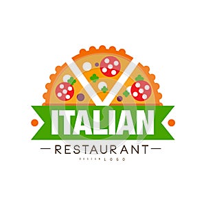 Italian restaurant logo design, authentic traditional continental food label vector Illustration on a white background