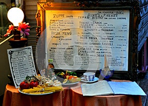 Italian restaurant menu