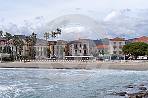 Italian Riviera. Seafront at the tourist resort town Diano Marina photo
