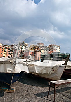 Italian Riviera village among the boats