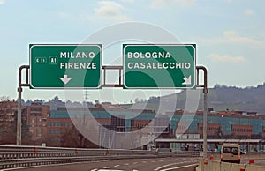 italian Road Signal with name of Place like Milano Florence or Bologna and Casalecchio City