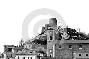 Italian rural landscape with castle ruins