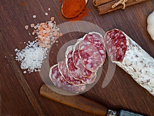 Italian salame cured sausage