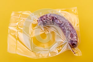 Italian salame sausage in vacuum packed