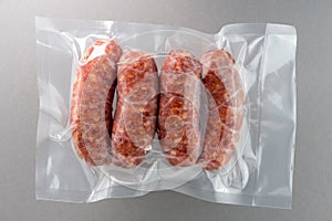 Italian sausage in vacuum packed sealed photo