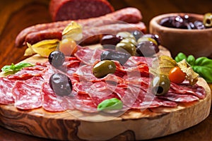 Italian salami with olives