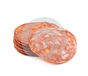 Italian sausage salame napoli isolated