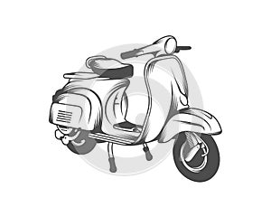 Italian scooter from Italy icon in black style isolated on white background. Italy country symbol stock vector illustration