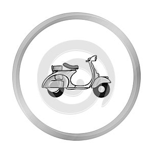 Italian scooter from Italy icon in monochrome style isolated on white background. Italy country symbol stock vector