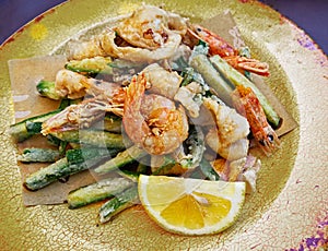 Italian Seafood: Fritto Misto di Pesce con verdure photo