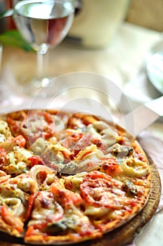 Italian seafood pizza