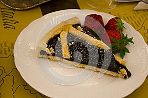 Italian slice of tart with strawberries