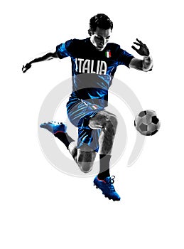 Italian soccer players man silhouettes