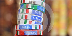 Italian souvenirs bracelets in national flag colors