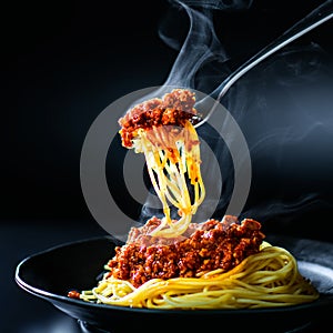 Italian spaghetti with a bolognese meat sauce