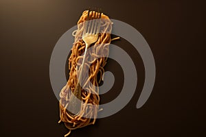 Italian Spaghetti fork food. Generate AI