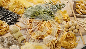 Italian spaghetti homemade and other size fresh pasta